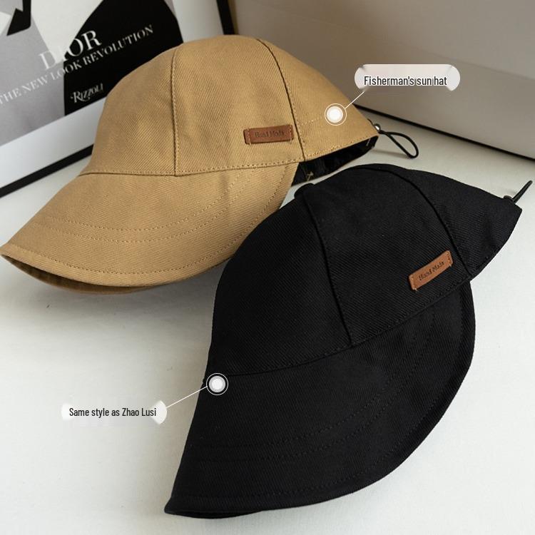 Zhao Lusi Style 2023 Women's Sunshade Duckbill Fisherman Hat - Large Brim, Sun Protection for Summer