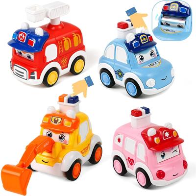 Baby Animal Car Toys Toddler Press and Go Vehicle Baby Toy Police Car Construction Truck Fire Truck Ambulance for Kids Boys Girl