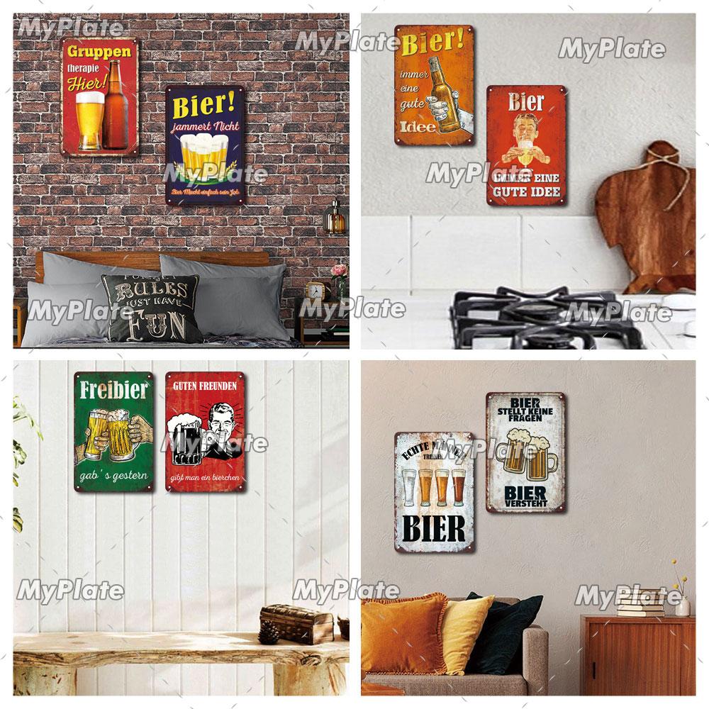 Retro Drink Bier Beer Metal Sign Vintage Plaque Tin Sign Plate Wall Decor For Bar Club Man Cave Bar Plate Drinking Poster Custom