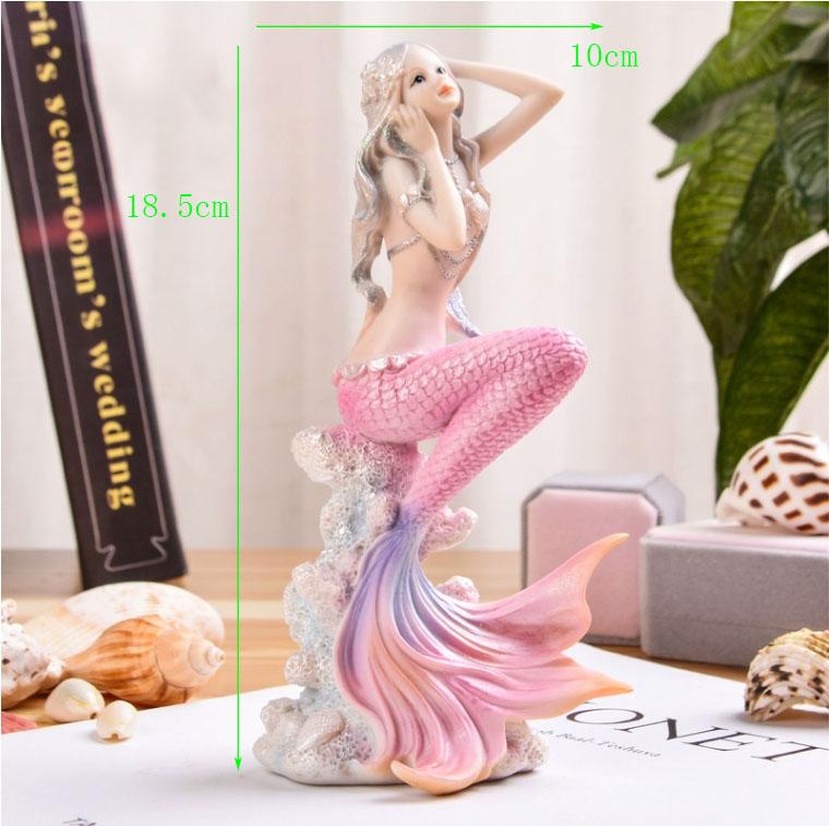 Nordic Resin Cute Mermaid Princess Figurines Fish Tank Ornaments Kawaii Decor Home Furnishing Decoration Crafts Birthday Gifts