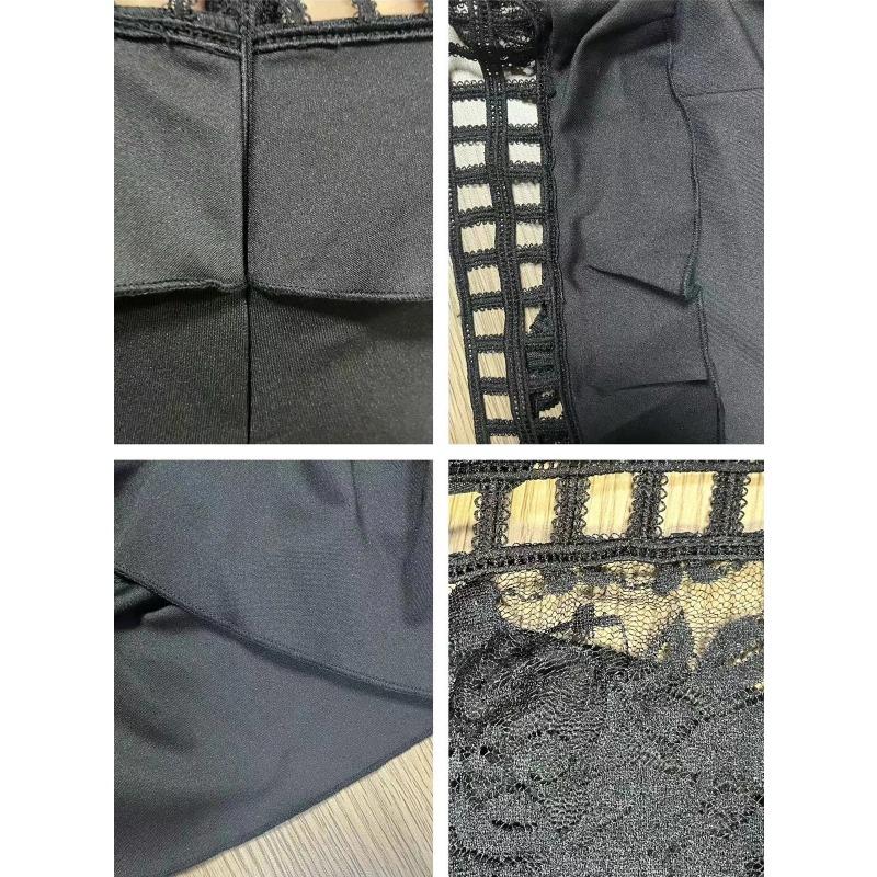 Neu im Sommer Sexy Kleid Lange Damenbekleidung mit geradem Ausschnitt Rüschenkante ausgehöhlt elegante Partykleider für Frauen 2024