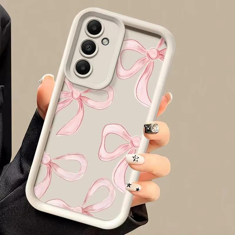 Luxusní červená mašle pro pouzdro Samsung Galaxy S24 S23 S22 S21 Ultra Plus Fe A55 A54 A53 A52 A35 A25 A15 A14 5G Telefon Y2k Kryt