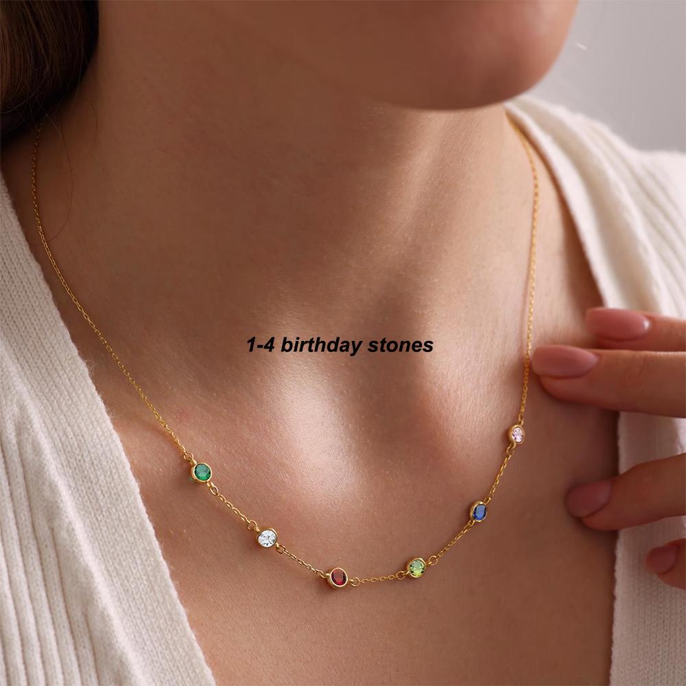 

Custom Birthstone Necklace New Gold Color Mothers Necklaces For Women Birthday Stainless Steel Jewelry Personalized Birth Gift GOLD