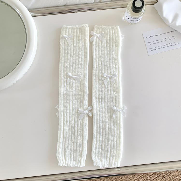 Xia Nuo Autumn/Winter Women's Ballet-Style Knit Bow Knot Leg Warmer Socks