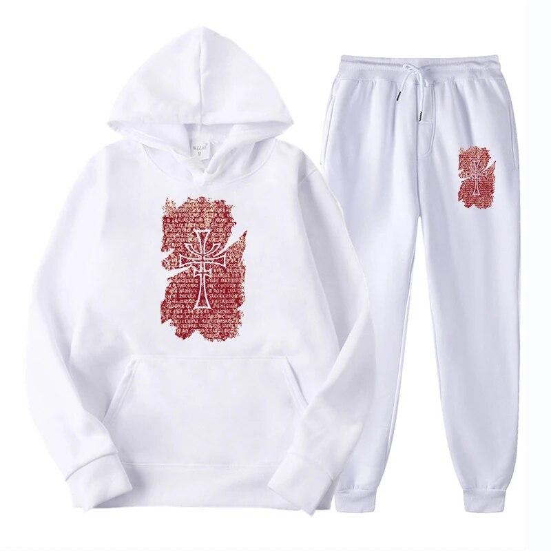 

Осенне-зимнее мужское/женское платье с принтом Faith Statement, комплект комбинезона, комплект из 2 предметов для случая + брюки, одежда унисекс 3XL белый