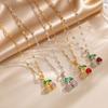 Fresh‑Sweet‑Tone Small‑Cherry Micro‑Inlaid Women Necklace, Fashion Temperament Versatile Exquisite High‑Sense Collarbone Neck Accessories