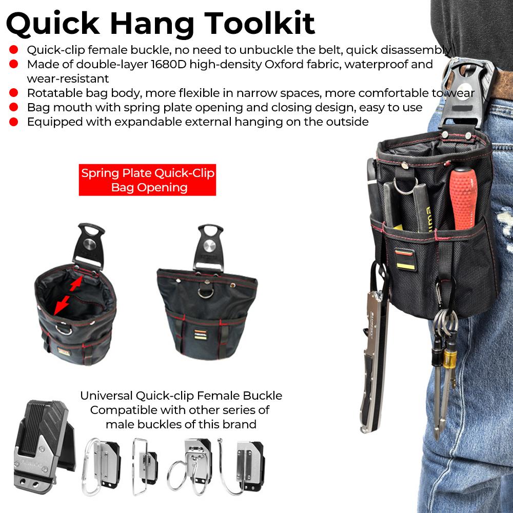 Tool Waist Bag With Rotating Buckle,Oxford Cloth Multi-Pocket Tool Bags,Electrician Pouch Wear Resistant Portable Waist ToolBags