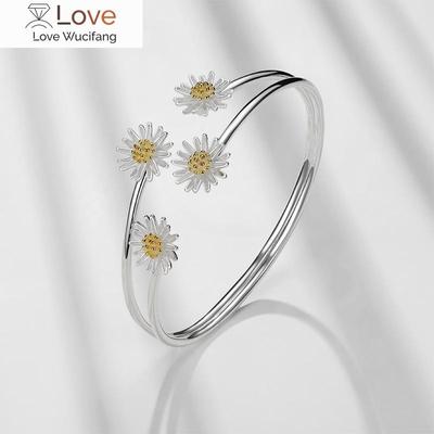925 Sterling Silber Verstellbare Größe Gänseblümchen Blume Anhänger Armreif & Armspange für Frauen Party Hochzeit Schmuck Pulseras Mujer