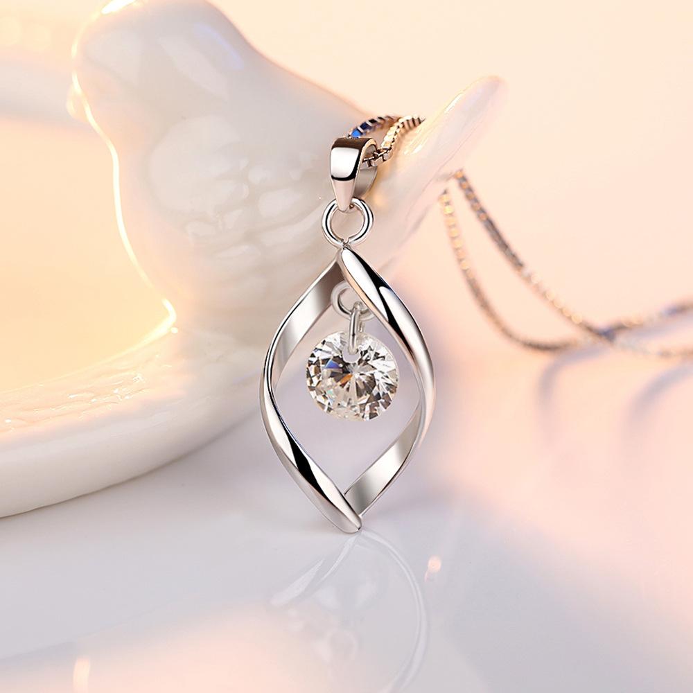 925 Silver Gold Plated Zircon Necklace for Women Birthday Party Gift