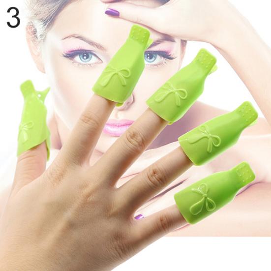 10x Bowknot Plastic Nail Art Soak Off Clip Cap UV Gel Polish Remover Wrap Tool