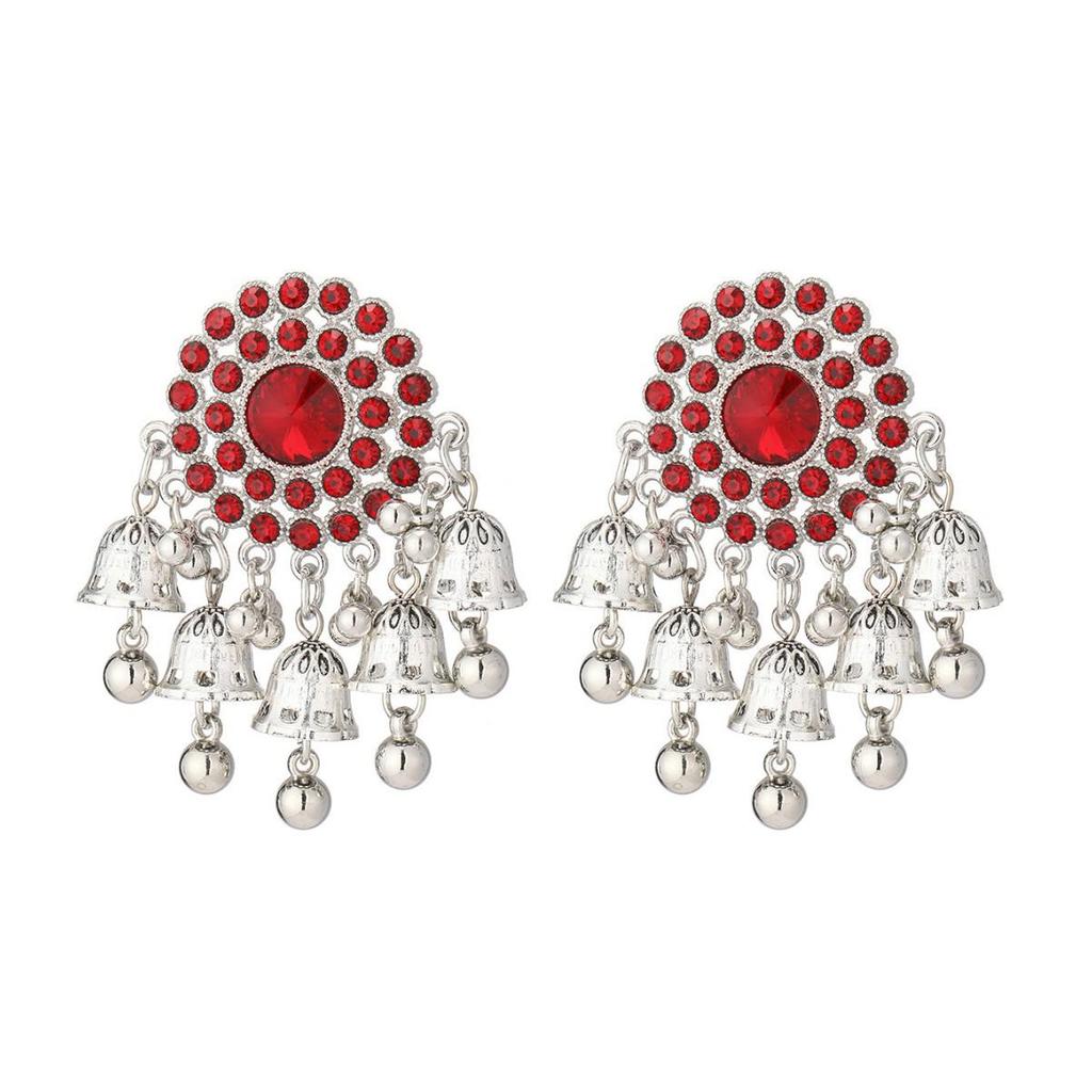 Retro Nepalese Tassel & Beaded Hollow Bell Earrings for Women