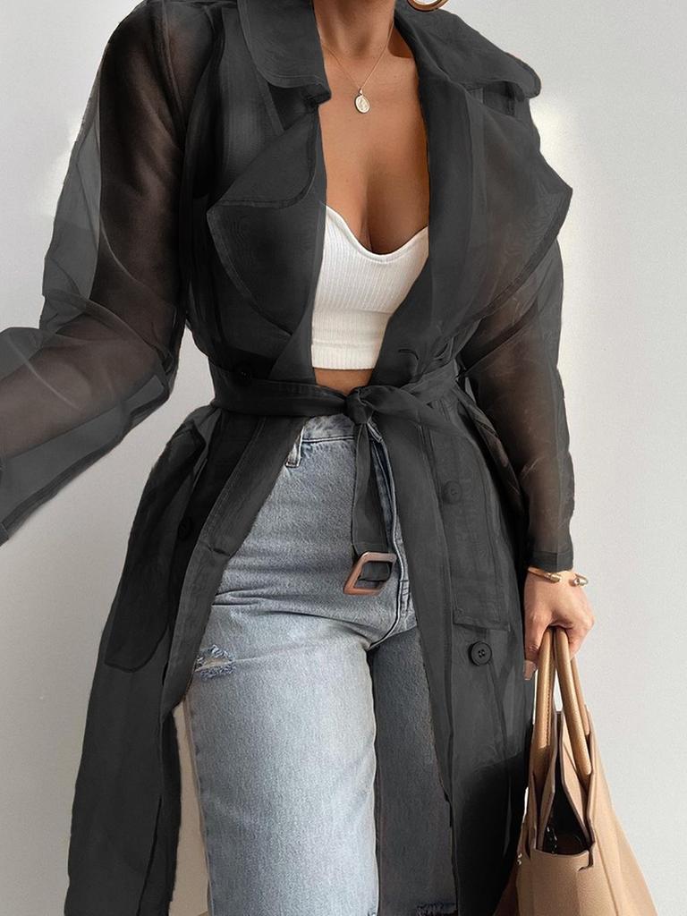 Spring/Summer Solid Loose Thin Sleeves Lantern Sleeve Cardigan Long Shirt Outerwear