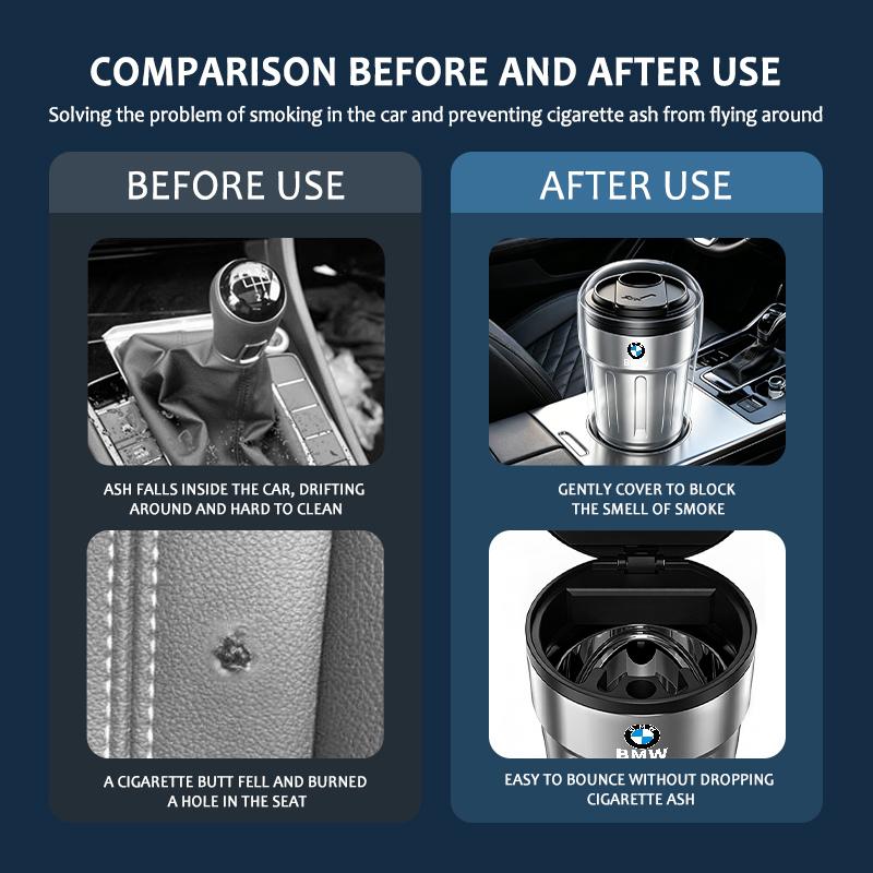 MXUI1 Universal Portable Car Stainless Steel Ashtray Cup Holder For BMW M 1 3 4 5 6 7 Series M3 M6 F01 F02E34 E36 E70 F10 X6 X1