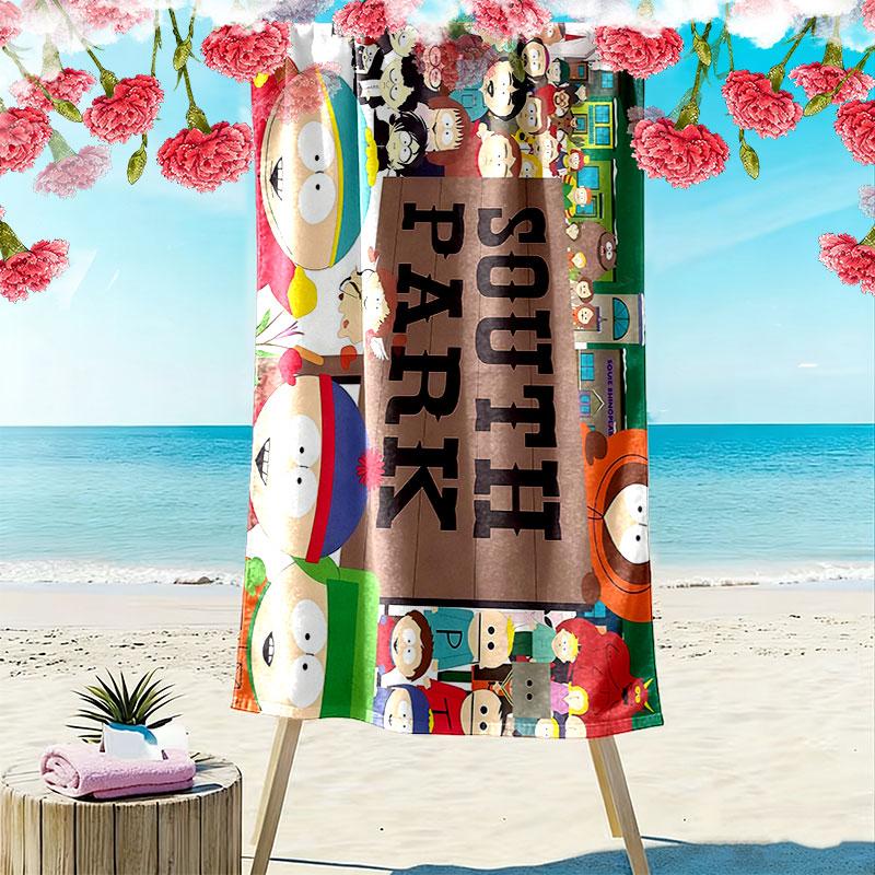 South Park Cartoon Print Beach Towel, Large Soft Quick Dry Towel for Beach Camping Swimming