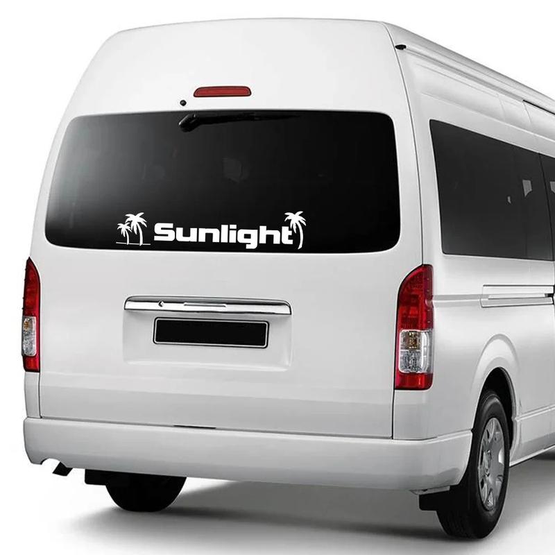 Kreativer Sonnenlicht Camping Aufkleber für Van Camper Wohnwagen LKW Wohnmobil RV Motor Vinyl Aufkleber Auto Karosserie Dekoration Zubehör