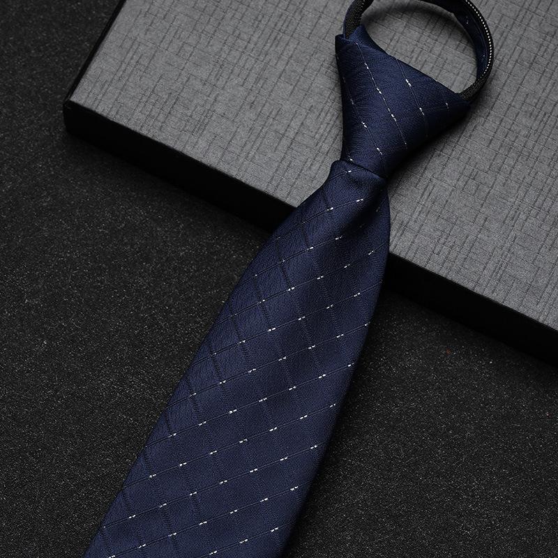 Business Dress Lazy Zipper Free Groom Best Man Wedding Korean Narrow Shirt Striped Plaid Tie