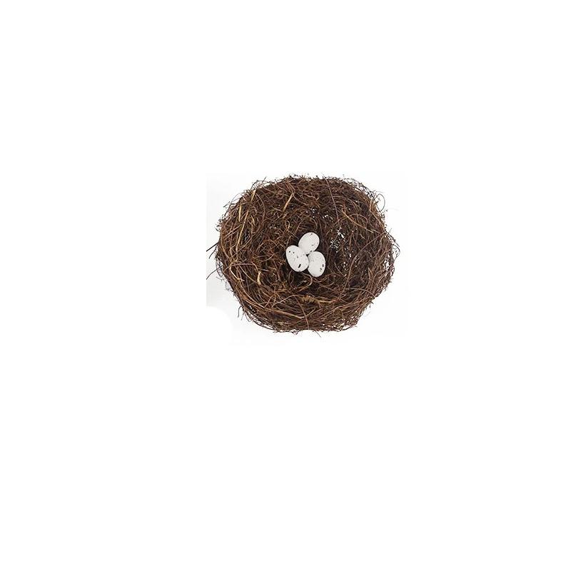 Artificial Bird Nest Straw Round Vine Bird's Nest Easter Handmade Crafts Vine Simulation Bird's Nest Egg Garden Window Bird Hous