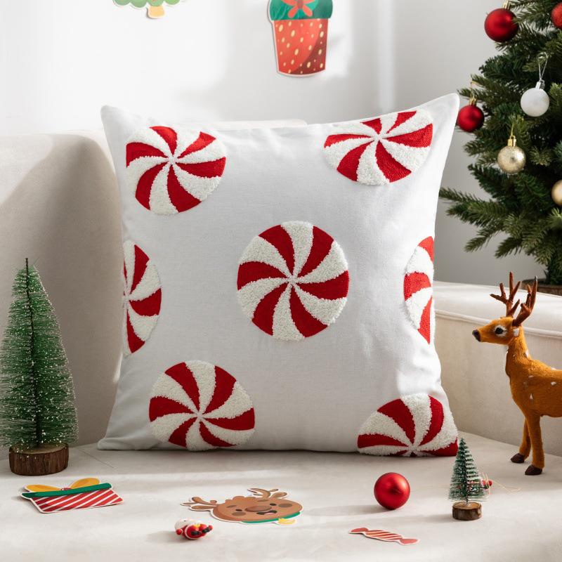 45x45cm Santa Claus and Snowflake Decoration Pillow Cover, Light Luxury and Simple Sofa Cushion Cover Without Pillow Insert