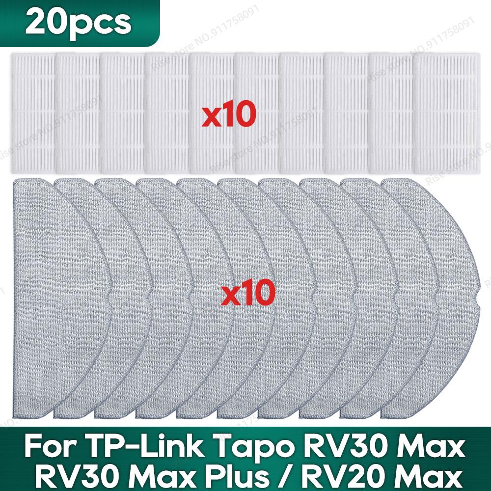 Compatible para TP-Link Tapo RV30 Max Plus/ RV30 Max/ RV20 Max Plus / RV20 Max Accesorios Filtro Hepa Mopa Cepillo Lateral Piezas