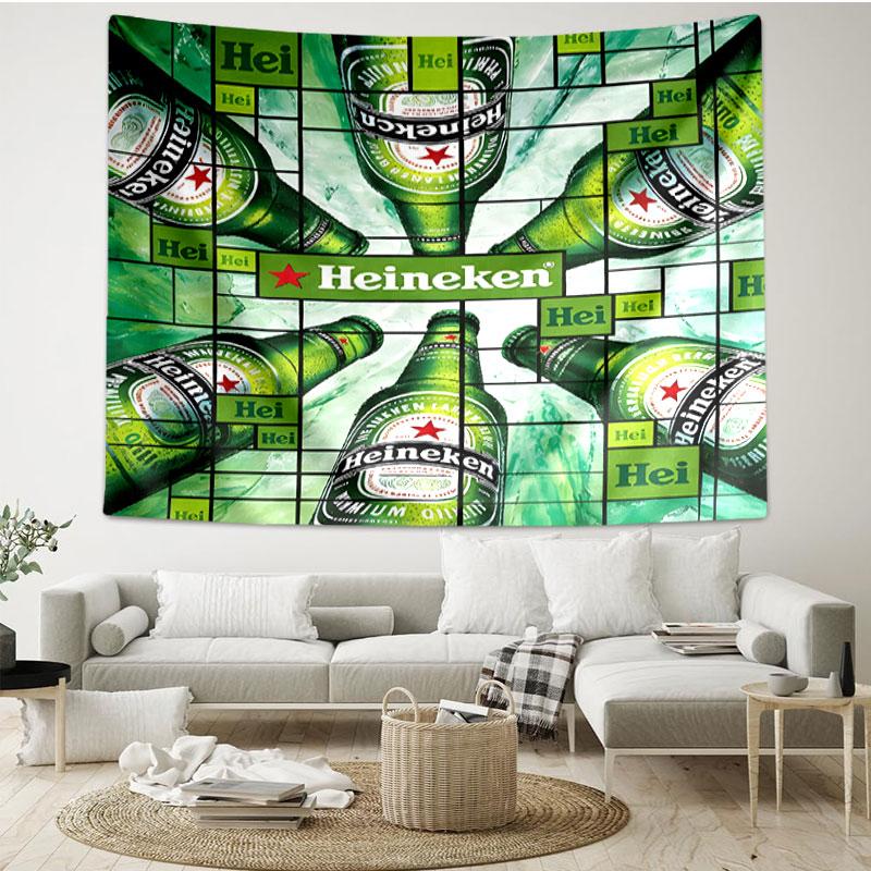 Heineken Print Tapestry - Portable Wall Decor Cloth, for Home, Dorm, Travel, Bedroom, Living Room - Ideal Birthday Housewarming Gift