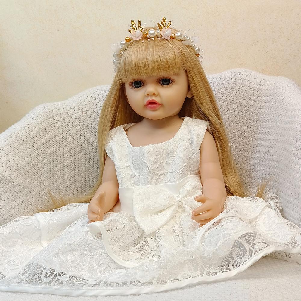 

55 см кукла реборн, реалистичная силиконовая кукла всего тела, кукла реборн для девочек, новорожденная принцесса, Bebe, подарки на день рождения для ребенка 55cm