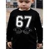 Meme 67 T-Shirt for Kids Funny Digital Print Autumn Long Sleeve Tees Loose Comfortable Tops Streetwear Y2k Children's Clothing