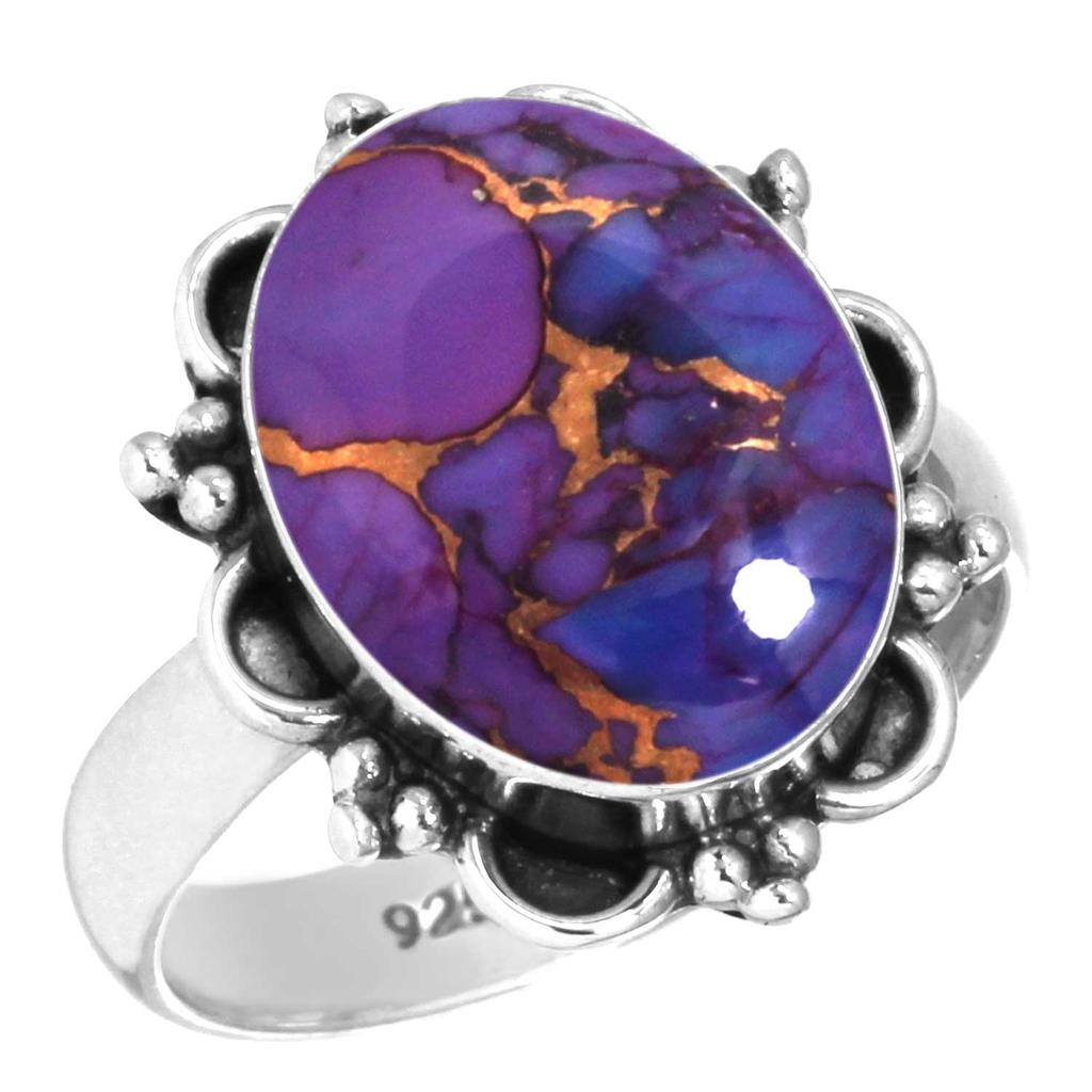 925 Sterling Silver Ring Women Gemstone Handmade Jewelry Valentine's Day Gift Blue Green Purple Copper Turquoise Pearl Lapis Mother Of Pearl Victorian