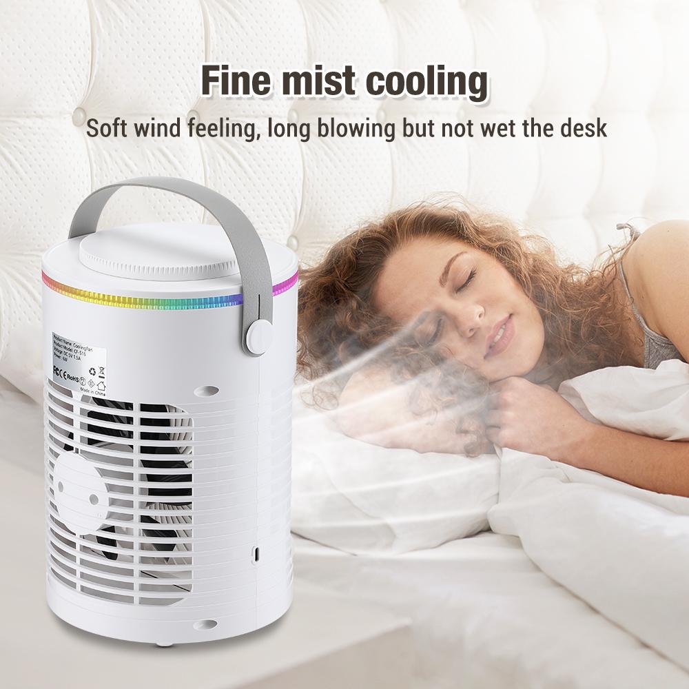 Párásító ventilátor nyári időzíthető légkondicionáló asztali 600 ml víz léghűtő otthoni irodai USB erős szél víz párásító