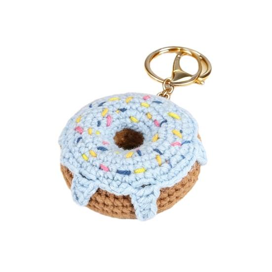 Pletený přívěsek na klíče Donut Ručně háčkovaný tvar donutu Přívěsek na tašku Roztomilý přívěsek na klíče