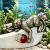 Appendi Vaso Statua Gatto Ubriaco, Ornamento Fioriera Fantasioso, Ornamento Animale Realistico Resina Statuetta Gattino Carino per Decorazione Bordo Miniatura