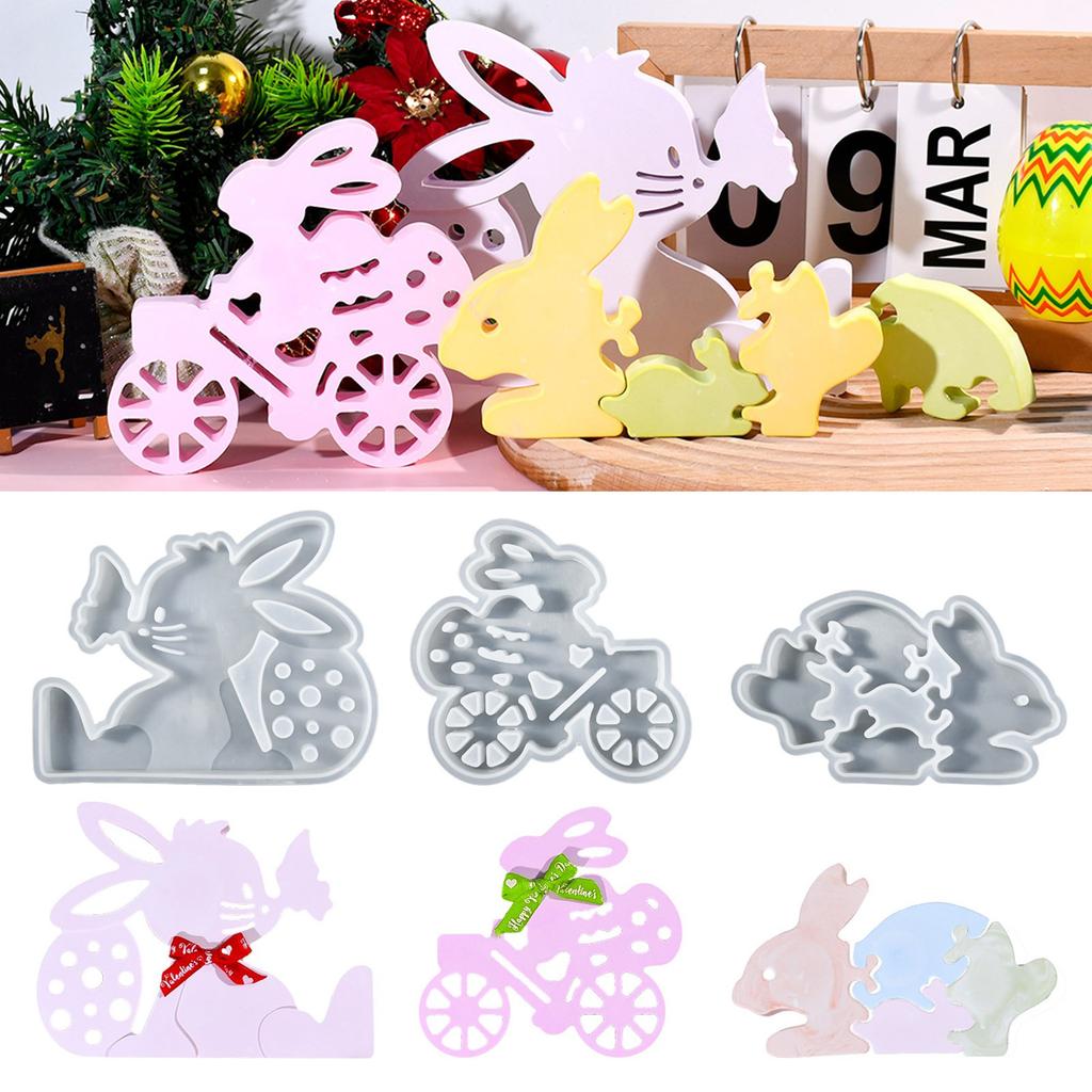 Food Safe Silicone Mold for Easter Rabbit Figurine Handmade Resin Decorations Mould for Family Activities