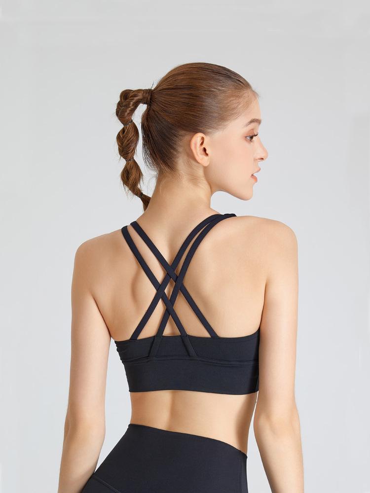 Lulu Yoga Fitness Crossback Nude Sports Bra for Women – Shock Absorption, Stylish, Gathered Design
