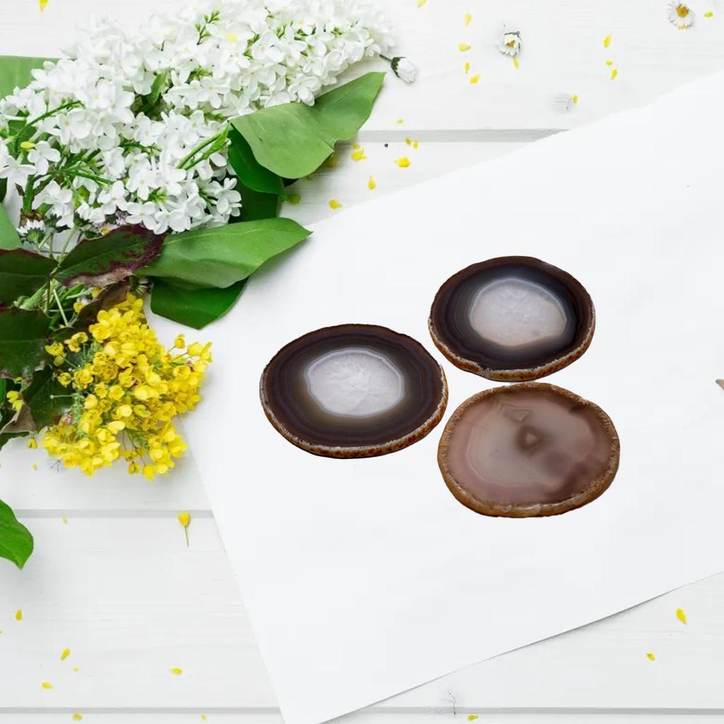 Drink Coaster Agate Round Heat Proof Stone Coaster for Kitchen Dining Table Drinkware