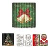 Beautiful 4pcs Christmas Shower Curtain And Toilet Cushion Set For Holiday Home Decoration
