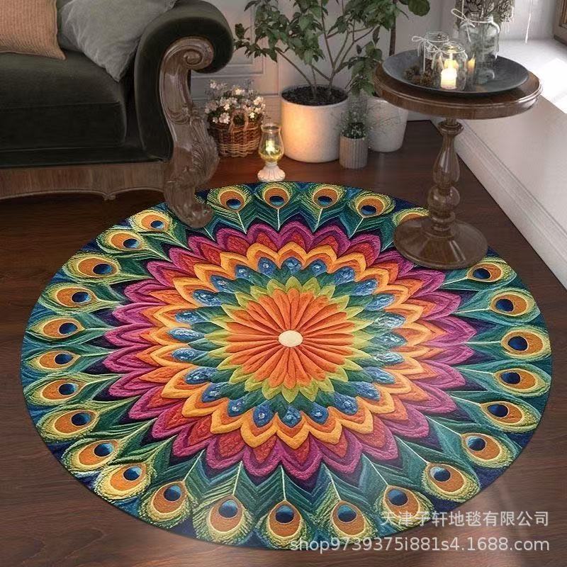 3D Páví koberec do obývacího pokoje, ložnice, koupelny, květinová podložka na podlahujavascript: