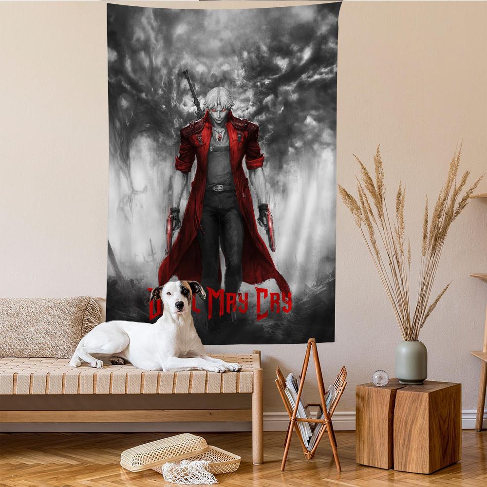 Game Devil May Cry Anime Tapestry Hippie Flower Wall Carpets Dorm Decor Cheap Hippie Wall Hanging