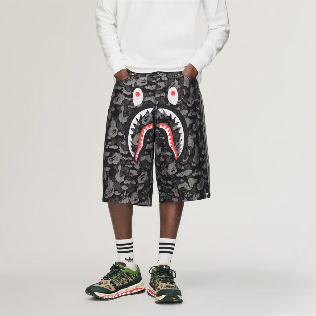 Adidas x BAPE Shark Denim Jorts Black Unisex Bottoms KF4917
