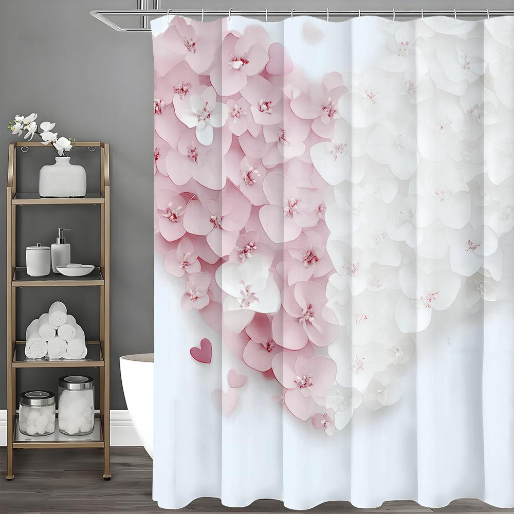 

День матери Любовь Цветочный Занавеска для душа, Декоративная занавеска для душа для ванной комнаты, Водонепроницаемая занавеска для душа с крючками 90*180cm