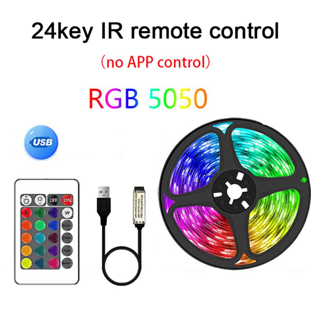 

Светодиодная лента RGB5050 с управлением по Bluetooth, светодиодная лента с 44 клавишами, дистанционный пульт управления, лента для украшения комнаты, подсветка телевизора 1m