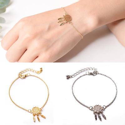 Aleación Plumas Huecas Hojas Joyería para Mujer Dama Colgante Pulsera Pulseras