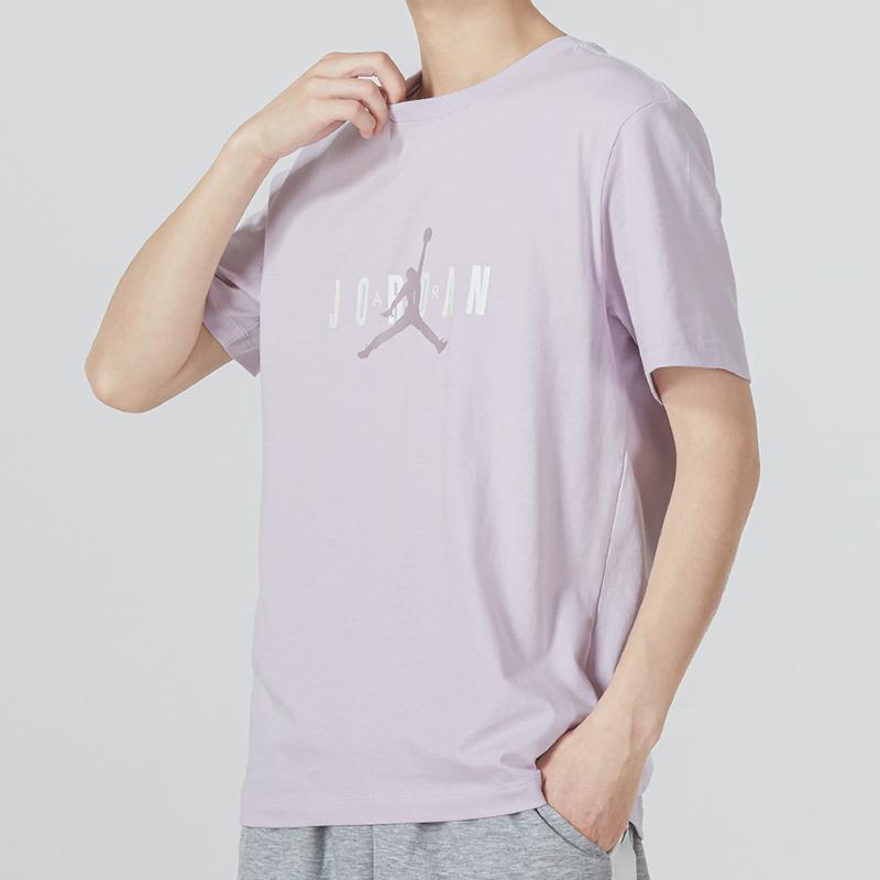 Air Jordan Logo Print Casual Crewneck Short Sleeve T-shirt Men Tops Lavender Light-Purple DM1463-530