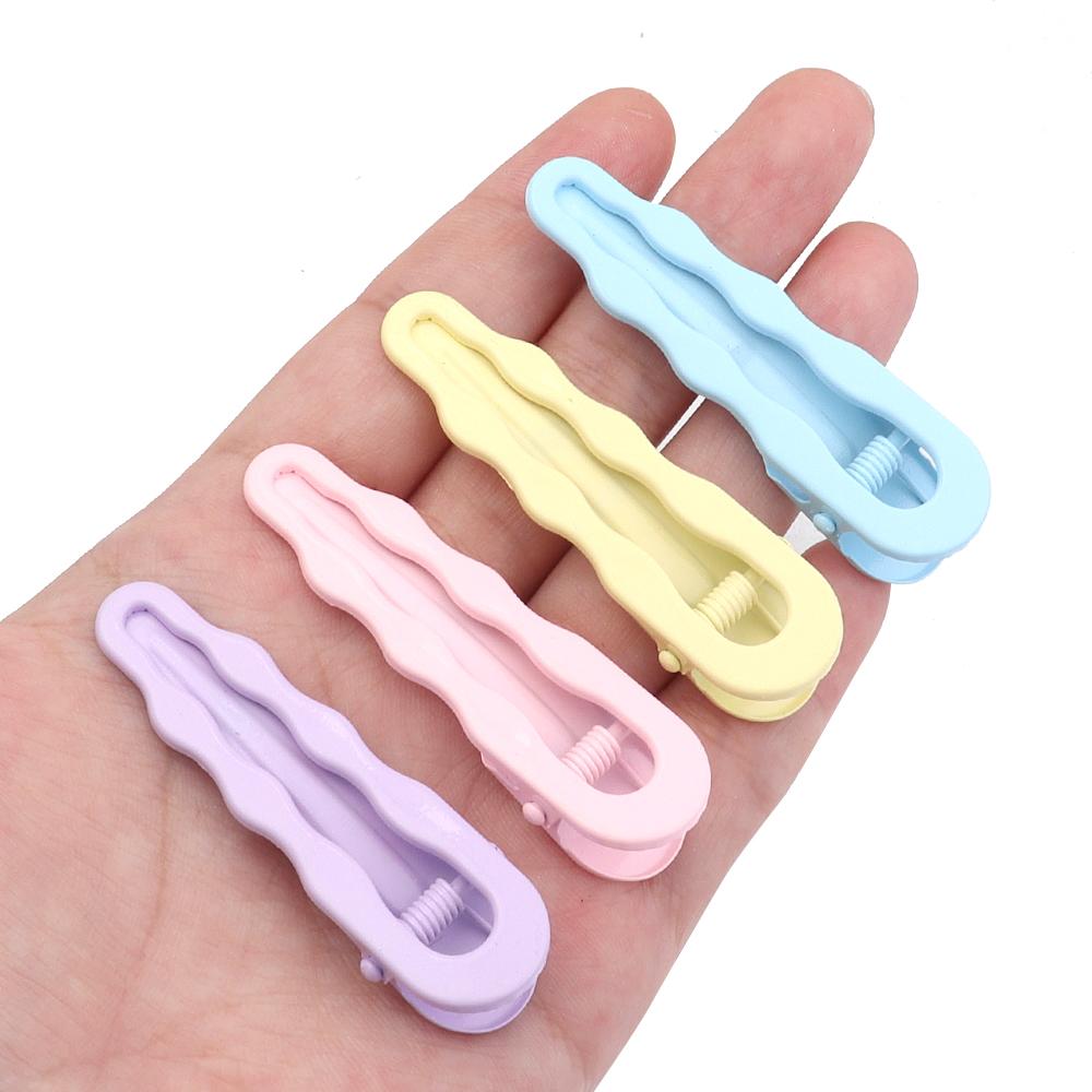10pcs Metal Hairpins 5.8cm Candy Color Wave Hair Clip Hollow Barretttes For DIY Women Girls Fashion Hairpins Hair Accessories