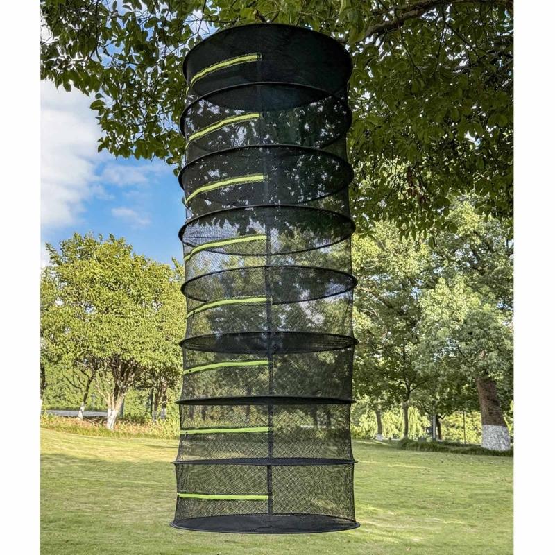 Foldable Ventilated Mesh Organiser With Hanging Hook Rustproof Nylon Designs Rack For Camping Home Storage Solution