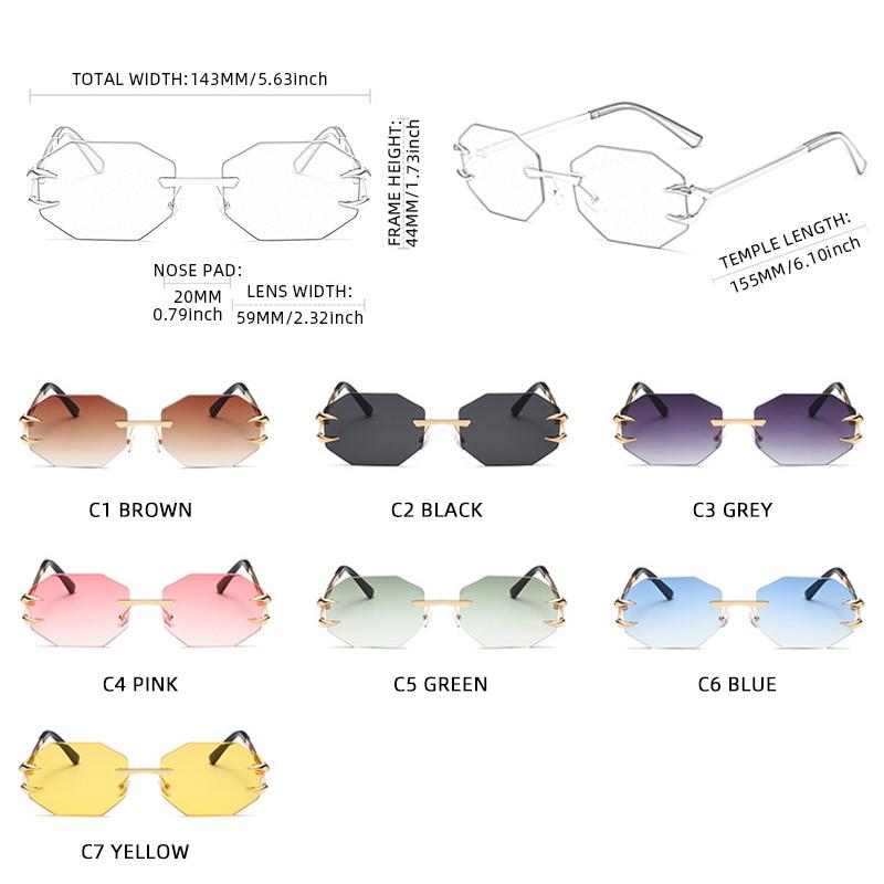 Trendy Polygon Sunglasses Women Men Frameless Vintage Summer Shades Fashion Sun Glasses For Ladies Vacation