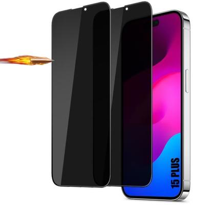 2 Anti-Spy Tempered Glasses for iPhone 15 Plus - BOOLING - Screen Protector - Black - Tempered Glass
