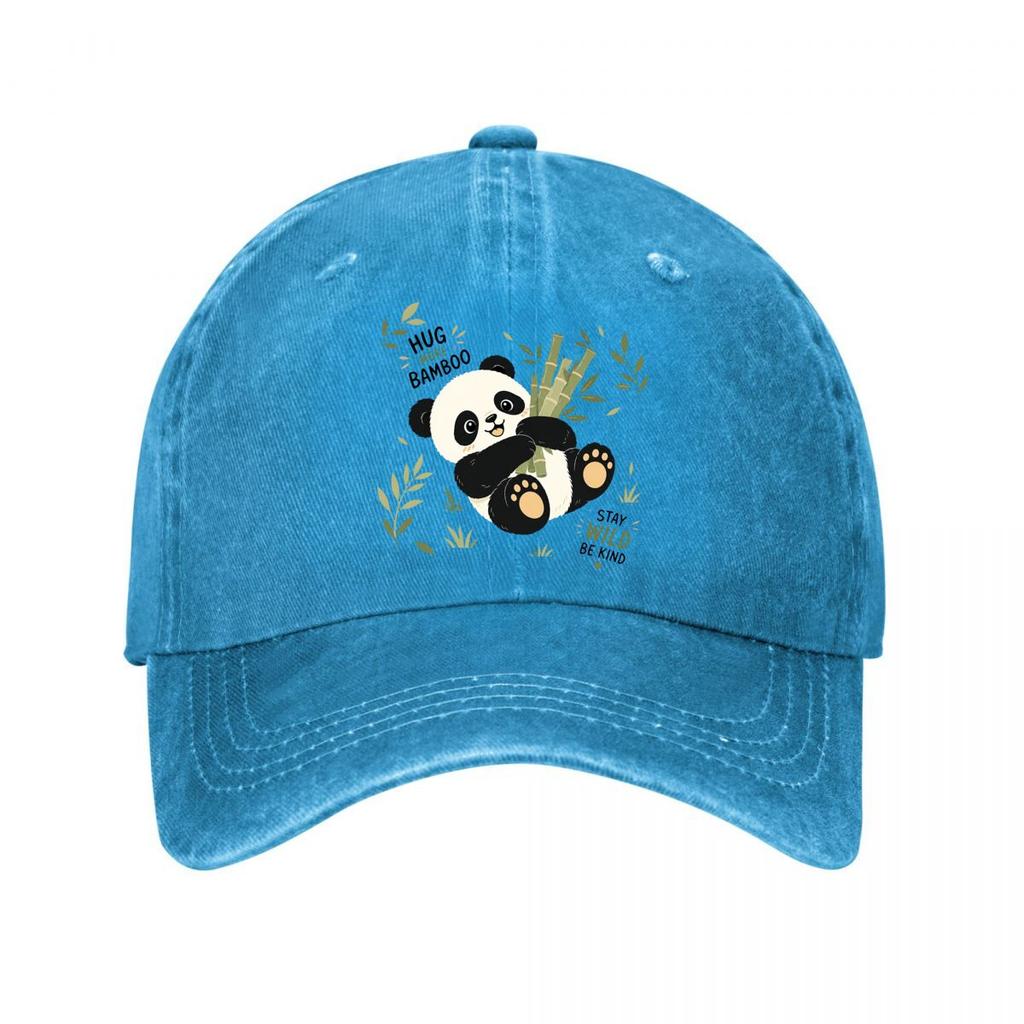 Playful Baby Panda Forest Charm Washed Baseball Cap Outdoor For Womens Unisex FeUnisex Dad Hat