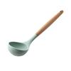 Soup Ladle Serving Spoon Silicone Comfortable Grip Heat Resistant Kitchen Utensils with Wooden