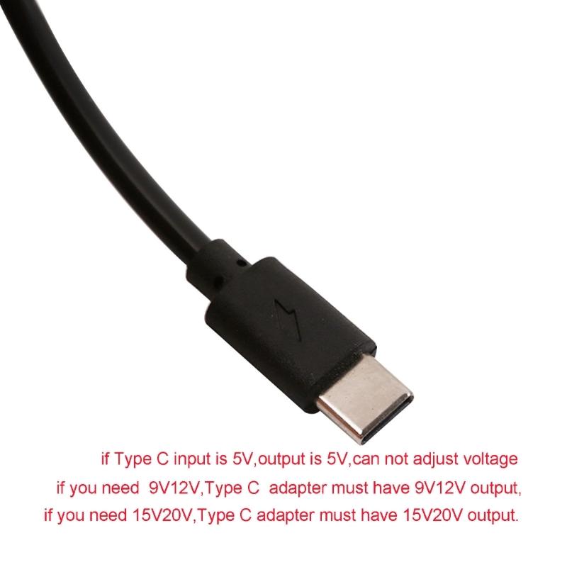 USB C to 5.5x2.1mm 5V 9V 12V 12V 20V 3A Adjustable Voltages Cable with LED Voltmeter for Routers Camera LCD Monitors