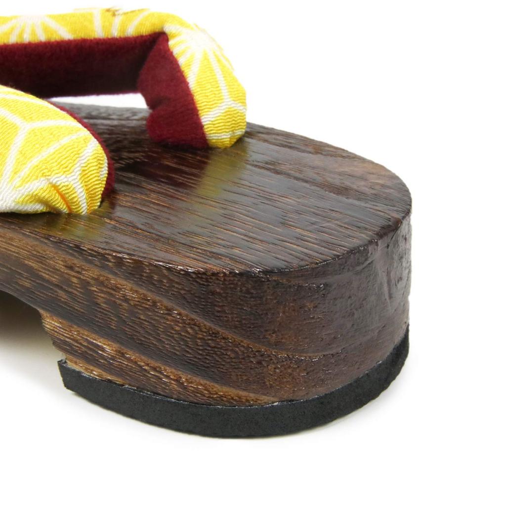 KYOETSU Geta Burnt Paulownia Wood with Japanese Patterned for Girls Kids' Sandals, Straps, (19.5cm, G13)