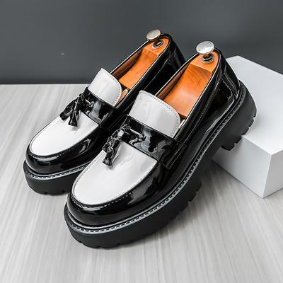 Nuove Scarpe Mocassini con Zeppa Scarpe Uomo Scarpe da Sposa con Suola Spessa Scarpe Formali Nere da Lavoro Scarpe Casual in Pelle Slip-on con Zeppa